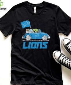 Baby Yoda Drive A Car Detroit Lions Football Flag Logo Shirt