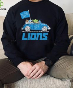 Baby Yoda Drive A Car Detroit Lions Football Flag Logo Shirt