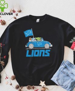 Baby Yoda Drive A Car Detroit Lions Football Flag Logo Shirt