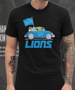 Baby Yoda Drive A Car Detroit Lions Football Flag Logo Shirt