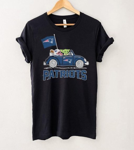 Baby Yoda Drive A Car New England Patriots Football Flag Logo Shirt