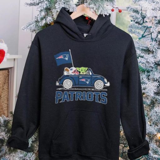 Baby Yoda Drive A Car New England Patriots Football Flag Logo Shirt