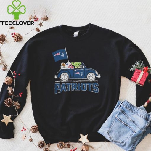 Baby Yoda Drive A Car New England Patriots Football Flag Logo Shirt