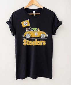 Baby Yoda Drive A Car Pittsburgh Steelers Football Flag Logo Shirt