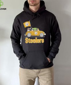 Baby Yoda Drive A Car Pittsburgh Steelers Football Flag Logo Shirt