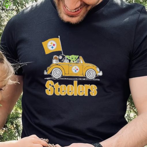 Baby Yoda Drive A Car Pittsburgh Steelers Football Flag Logo Shirt