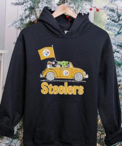 Baby Yoda Drive A Car Pittsburgh Steelers Football Flag Logo Shirt