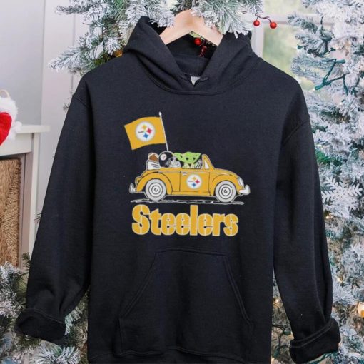 Baby Yoda Drive A Car Pittsburgh Steelers Football Flag Logo Shirt