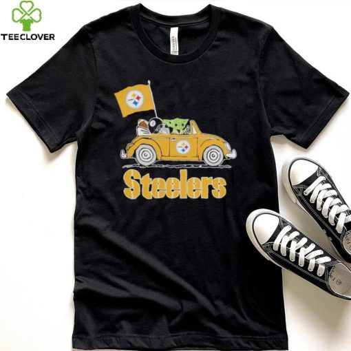 Baby Yoda Drive A Car Pittsburgh Steelers Football Flag Logo Shirt