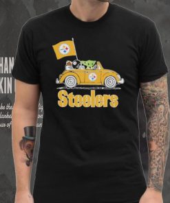 Baby Yoda Drive A Car Pittsburgh Steelers Football Flag Logo Shirt