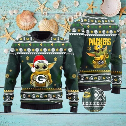 Baby Yoda Green Bay Packer Ugly Christmas Sweater