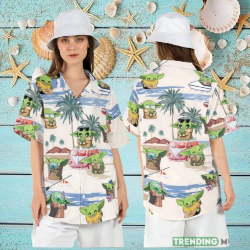 Baby Yoda Hawaiian Shirt Baby Yoda Summer Aloha Shirt Star Wars Button Up Shirt Mandalorian the Child Hawaii Shirt