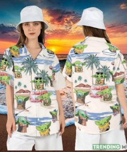 Baby Yoda Hawaiian Shirt Baby Yoda Summer Aloha Shirt Star Wars Button Up Shirt Mandalorian the Child Hawaii Shirt