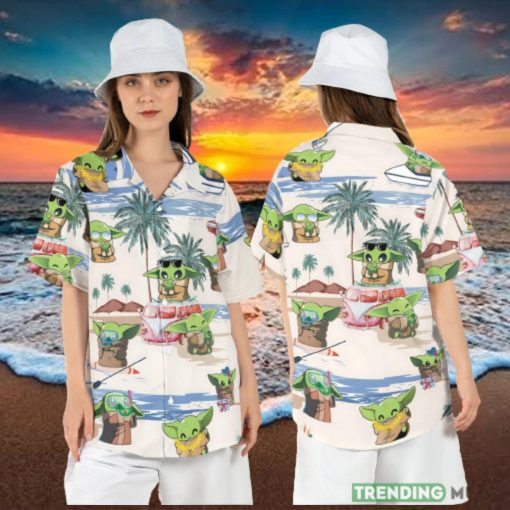 Baby Yoda Hawaiian Shirt Baby Yoda Summer Aloha Shirt Star Wars Button Up Shirt Mandalorian the Child Hawaii Shirt