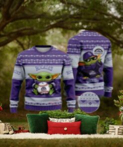 Baby Yoda Holding Baseball Colorado Rockies Ugly Sweater
