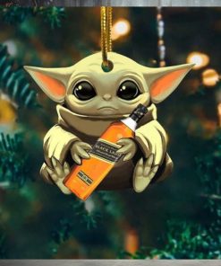 Baby Yoda Hug Black Label For Whiskey Lovers 2023 Christmas Star Wars Gift Ornament