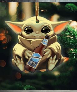 Baby Yoda Hug Blue Moon Belgian White For Beer Lovers 2023 Christmas Star Wars Gift Ornament