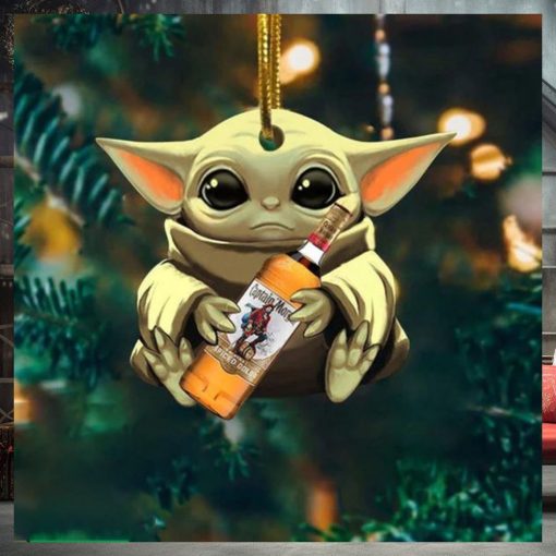 Baby Yoda Hug Captain Morgan For Whiskey Lovers 2023 Christmas Star Wars Gift Ornament