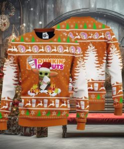 Baby Yoda Hug Dunkin’ Donuts Christmas Ugly Wool Sweater