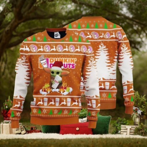 Baby Yoda Hug Dunkin’ Donuts Christmas Ugly Wool Sweater