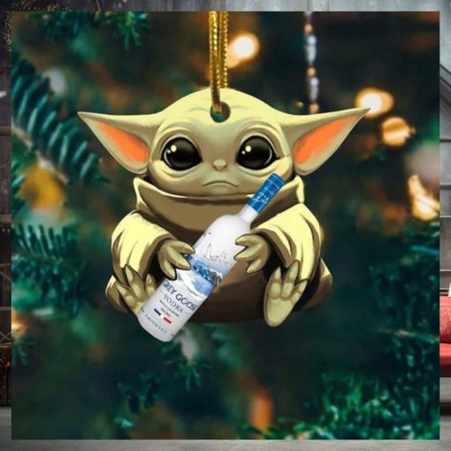 Baby Yoda Hug Goose Grey Goose Vodka For Whiskey Lovers 2023 Christmas Star Wars Gift Ornament