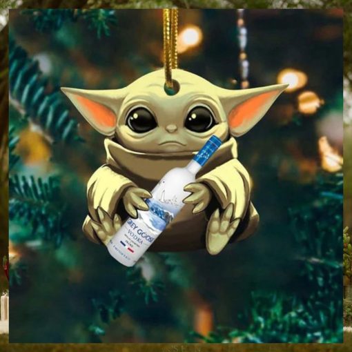 Baby Yoda Hug Goose Grey Goose Vodka For Whiskey Lovers 2023 Christmas Star Wars Gift Ornament