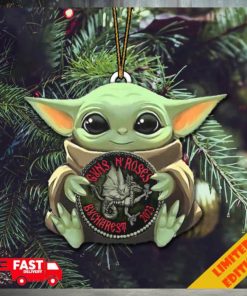Baby Yoda Hug Guns N Roses Bucharest Romania Logo 2023 Christmas Tree Decorations Ornament
