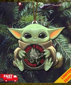 Baby Yoda Hug Guns N Roses Bucharest Romania Logo 2023 Christmas Tree Decorations Ornament