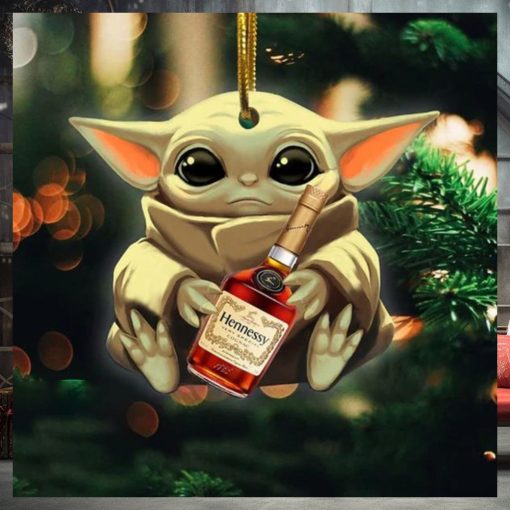 Baby Yoda Hug Hennessy For Whiskey Lovers 2023 Christmas Star Wars Gift Ornament