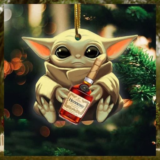 Baby Yoda Hug Hennessy For Whiskey Lovers 2023 Christmas Star Wars Gift Ornament