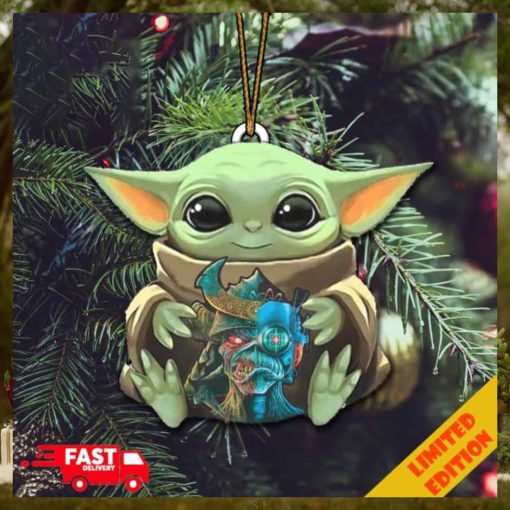 Baby Yoda Hug Iron Maiden The Future Past Tour 2023 Logo Christmas Tree Decorations Ornament