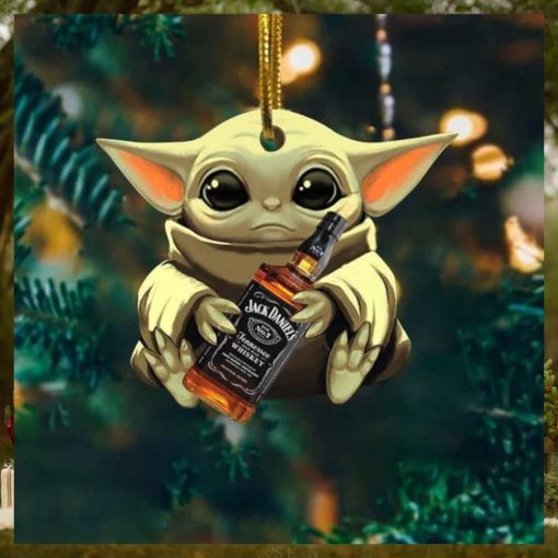 Baby Yoda Hug Jack Daniels For Whiskey Lovers 2023 Christmas Star Wars Gift Ornament