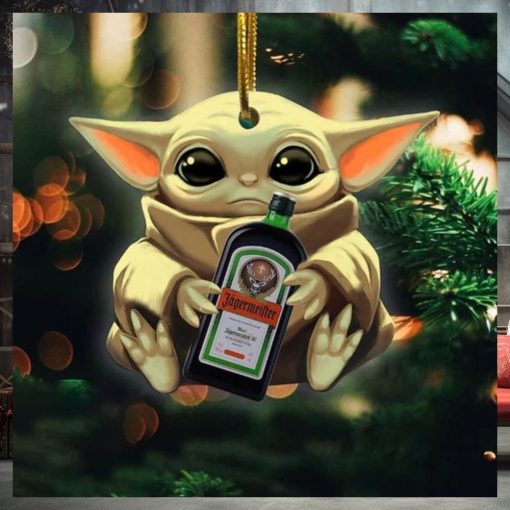 Baby Yoda Hug Jagermeister For Whiskey Lovers 2023 Christmas Star Wars Gift Ornament