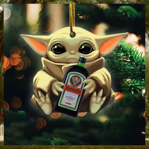 Baby Yoda Hug Jagermeister For Whiskey Lovers 2023 Christmas Star Wars Gift Ornament