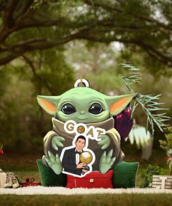 Baby Yoda Hug Lionel Messi Ballon d’Or 2023 Winner GOAT Tree Decorations Ornament