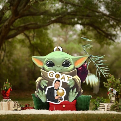 Baby Yoda Hug Lionel Messi Ballon d’Or 2023 Winner GOAT Tree Decorations Ornament