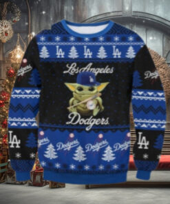 Baby Yoda MLB Dodgers Christmas Tree Ugly Sweater