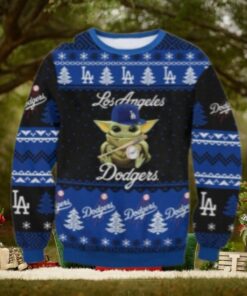 Baby Yoda MLB Dodgers Christmas Tree Ugly Sweater
