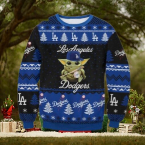 Baby Yoda MLB Dodgers Christmas Tree Ugly Sweater