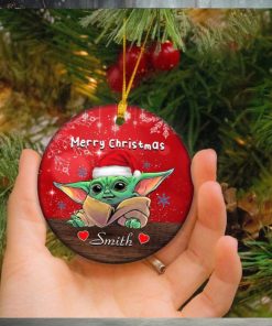 Baby Yoda Mandalorian Christmas 2023 Custom Name Star Wars Xmas Gift Ornament