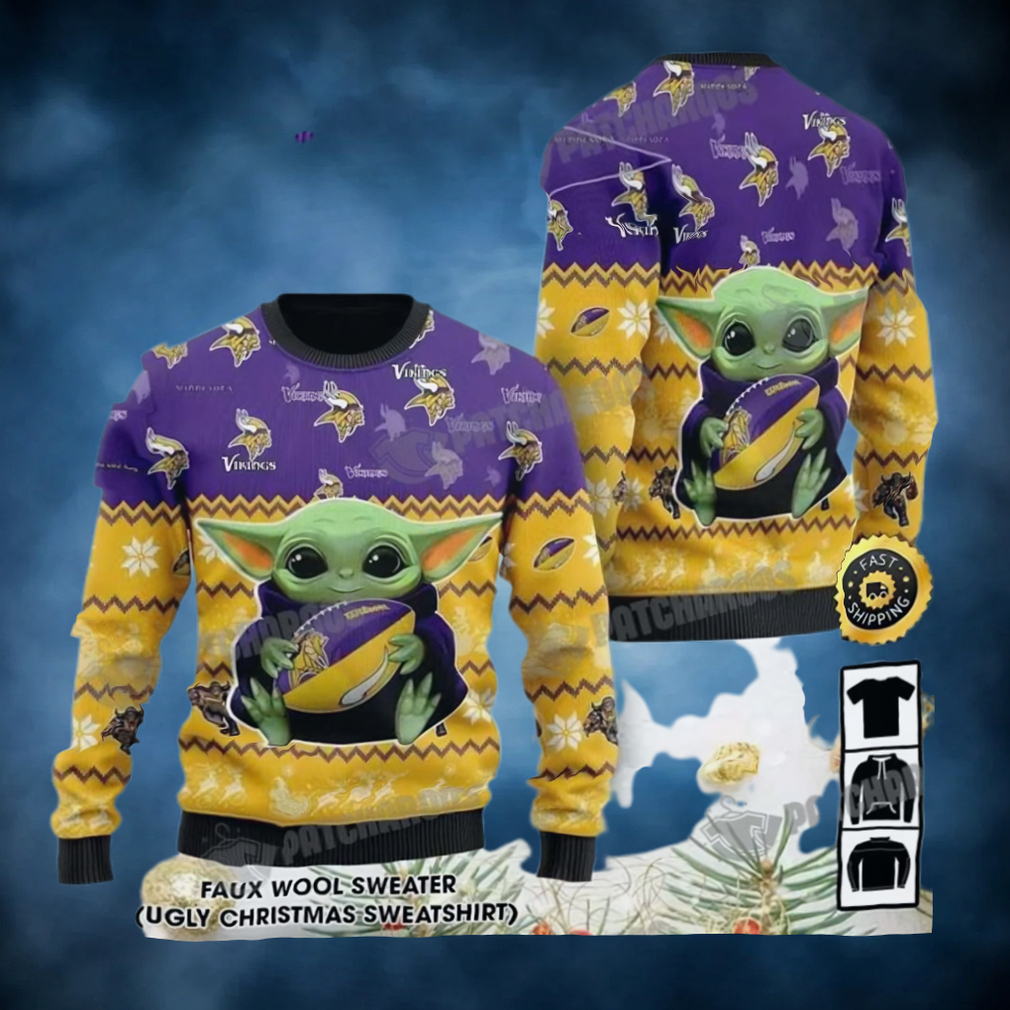 Baby Yoda Minnesota Vikings Ugly Christmas Sweater Gifts For Football NFL Fans Baby Yoda Minnesota Vikings Ugly Christmas Sweater Gifts For Football NFL Fans
