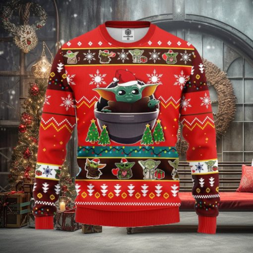 Baby Yoda Red Party Thanksgiving Ugly Christmas Sweater Gift For Men Women