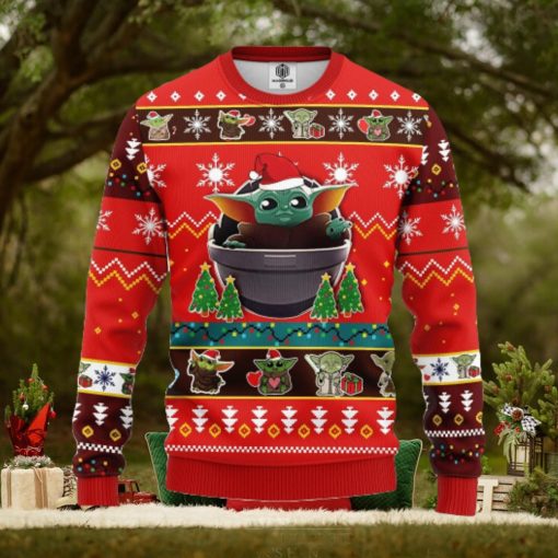 Baby Yoda Red Party Thanksgiving Ugly Christmas Sweater Gift For Men Women