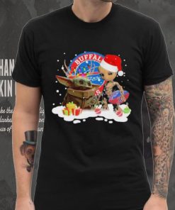 Baby Yoda Reindeer And Santa Groot Hug Buffalo Bills Christmas Light Shirt