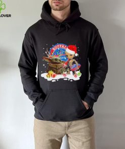 Baby Yoda Reindeer And Santa Groot Hug Buffalo Bills Christmas Light Shirt