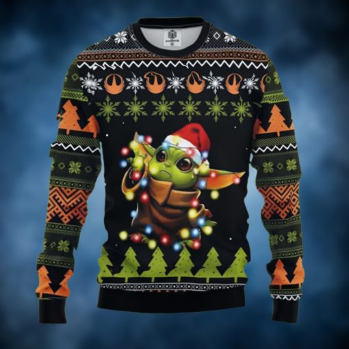Baby Yoda Santa Light Christmas Gift Ugly Christmas Sweater