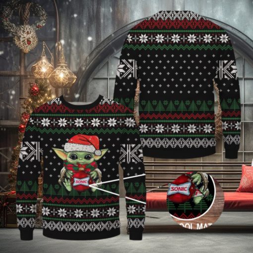 Baby Yoda Sonic Drive In Merry Christmas Ugly Sweater