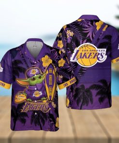 Baby Yoda Star Wars Loves NBA Los Angeles Lakers Hawaiian Shirt Summer Vacation Gift