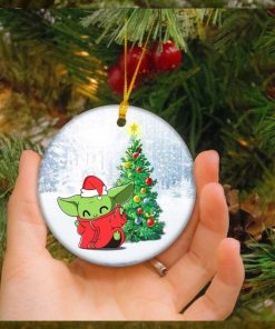 Baby Yoda With Christmas Tree Home Decorations Star Wars Unique Gift Ornament