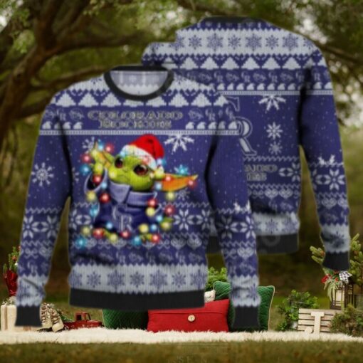 Baby Yoda With Lights Colorado Rockies Ugly Sweater Snowflake Design